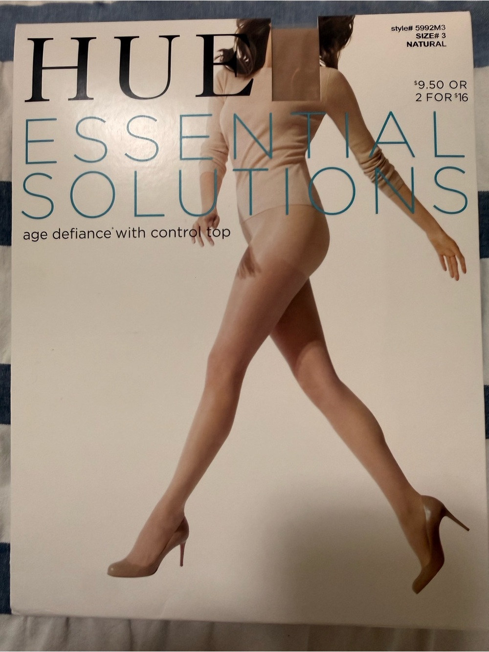 HUE Essential Solutions Control Top Sheer Tights - Natural Nude - Size 3